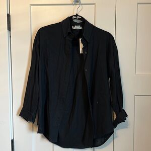 NWT Abercrombie oversized black linen long sleeve